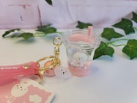 Image 1 of Pink Bunny boba Keychain