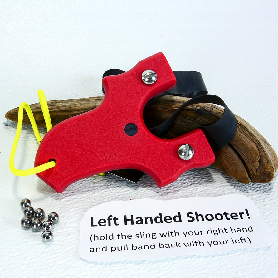 Image of Slingshot left handed, Catapult, Red Textured HDPE, The Little Mini Heathen, Unique Gift