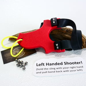 Image of Slingshot left handed, Catapult, Red Textured HDPE, The Little Mini Heathen, Unique Gift
