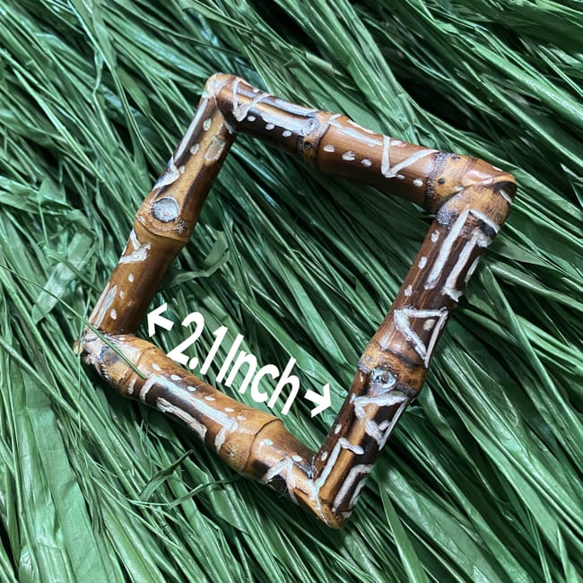 Square Bamboo Bangle with Tiki Carvings