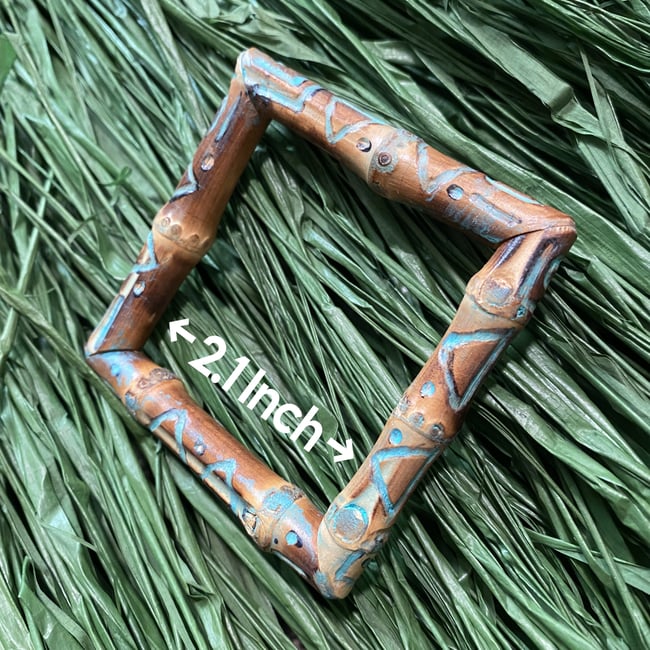 Square Bamboo Bangle with Tiki Carvings