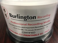 Image 1 of Burlington Recording 80 Min Pro CD-R CERTIFIED Inkjet Printable 1x-12x 200 PK