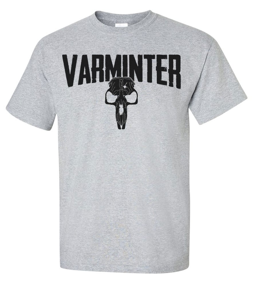 Image of Official Varminter Magazine Logo Gray T-Shirt (Ground Squirrel) - Front Print