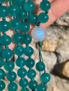 Ice Amazonite Mala with Rainbow Moonstone Guru Bead, Amazonite 108 Beads Hand Knotted Japa Mala