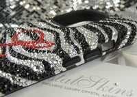 Image 3 of Personalised Animal Print case in black and clear crystals.