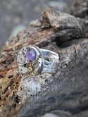 Bague ajustable plaqué argent - Amethyste facettée