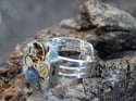 Bague petit mécanisme - support ajustable et plaqué argent - Cyanite bleu  