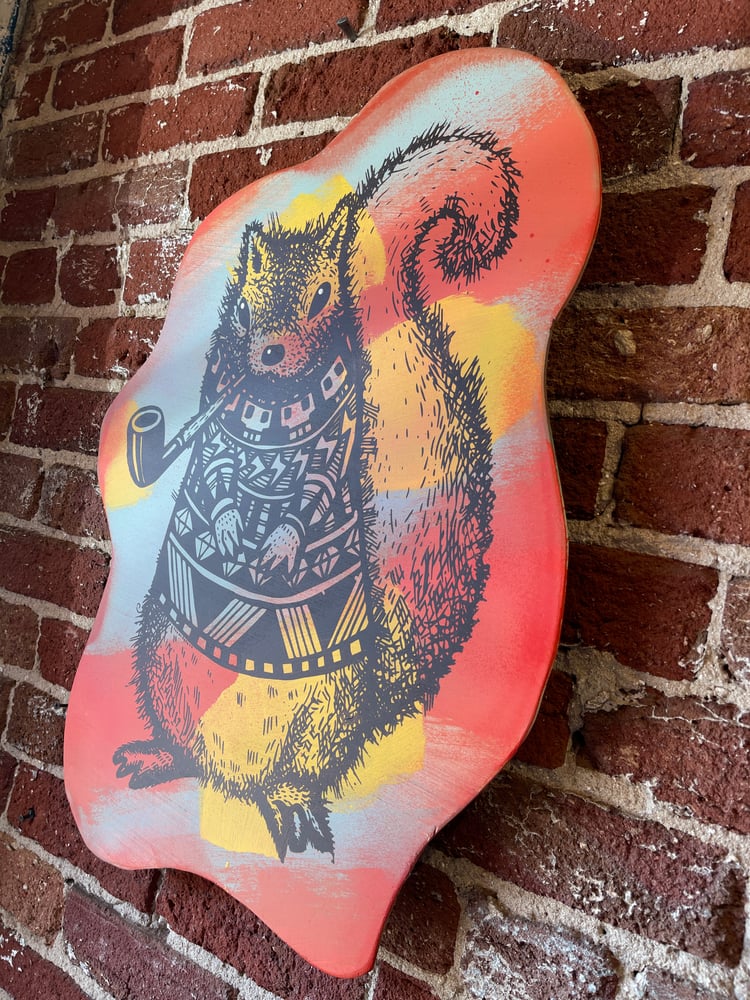 Image of Pretentious Squirrel on Aged Plywood