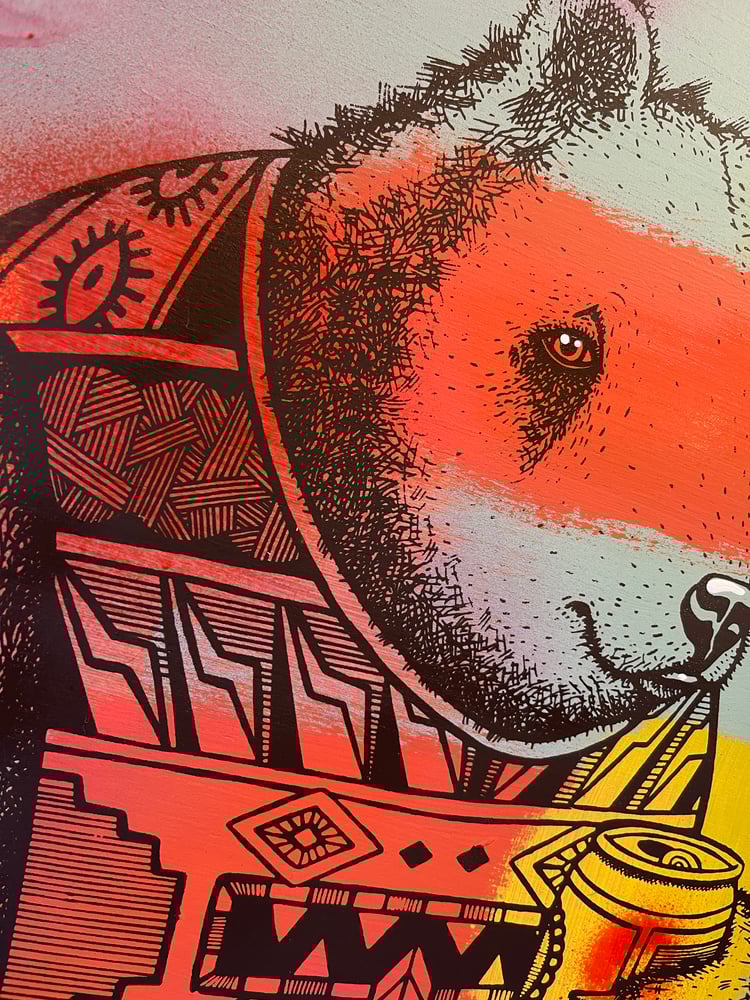 Image of P. Bear on Aged Plywood