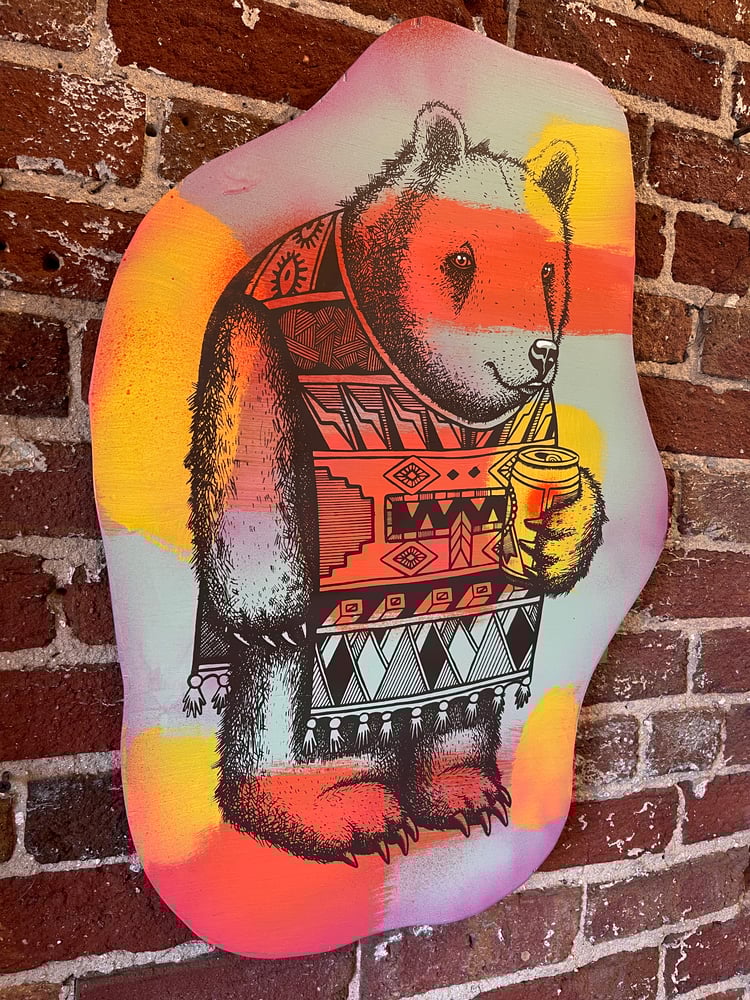 Image of P. Bear on Aged Plywood