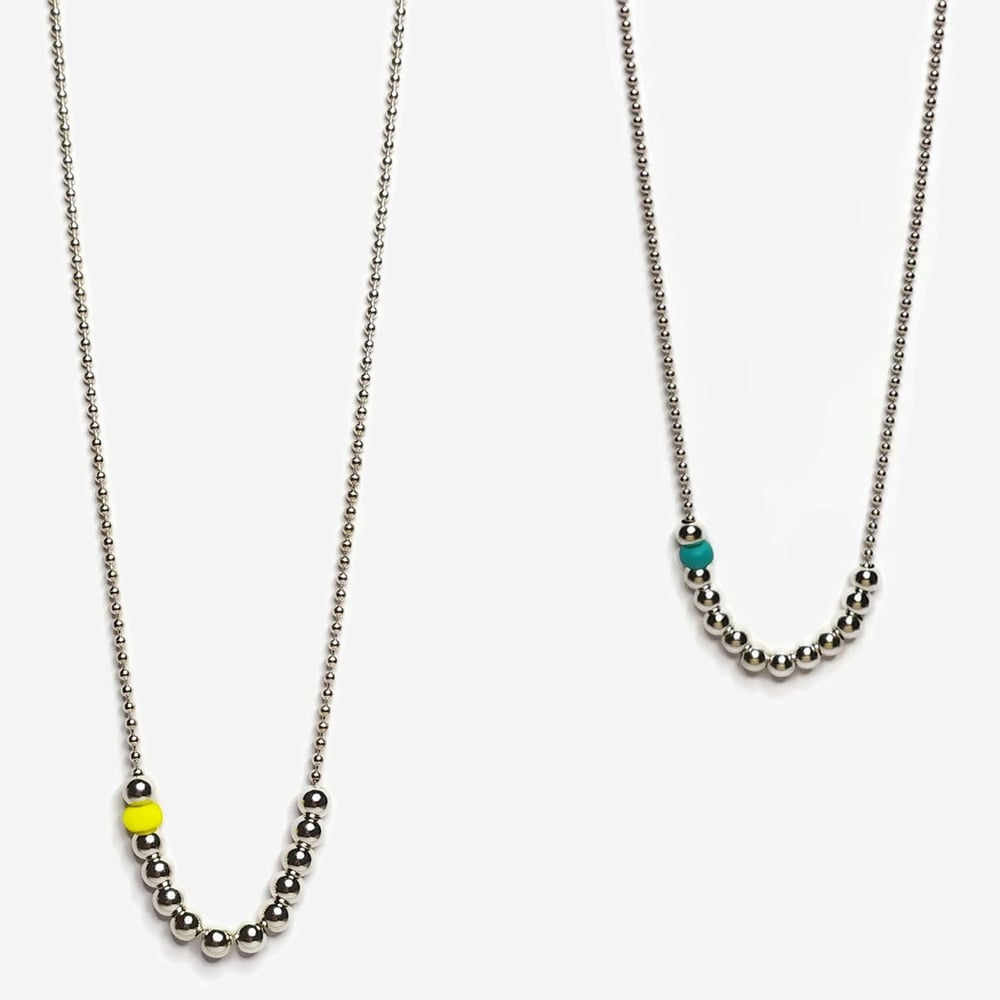 Image of Sautoir argent couleurs "J'adore"