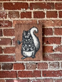 Image 4 of Pretentious Squirrel on Stained Pine Panel