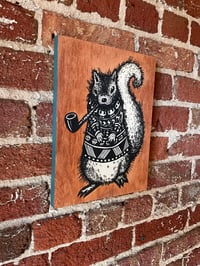 Image 5 of Pretentious Squirrel on Stained Pine Panel