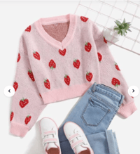 Girls Strawberry Pattern Sweater