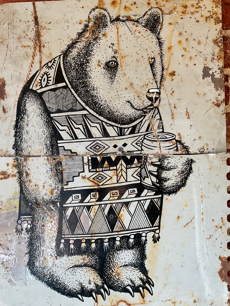 Image of P. Bear on Reclaimed Metal