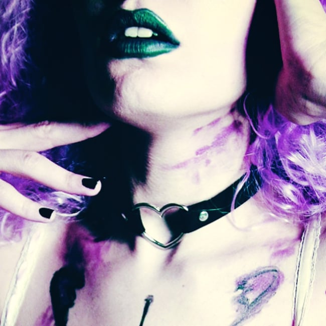 Vegan Leather Heart Choker Necklace OUJA GOTH 
