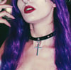 Vegan Leather Cross Gothic Choker OUIJA Necklace