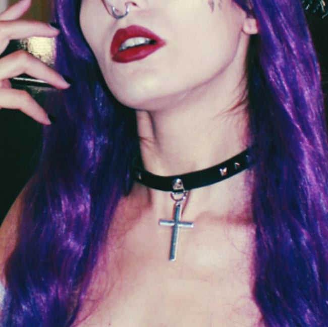 Vegan Leather Cross Gothic Choker OUIJA Necklace