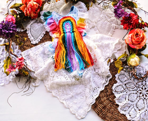 Image of Hand Embroidered Rainbow Romper no. 003 
