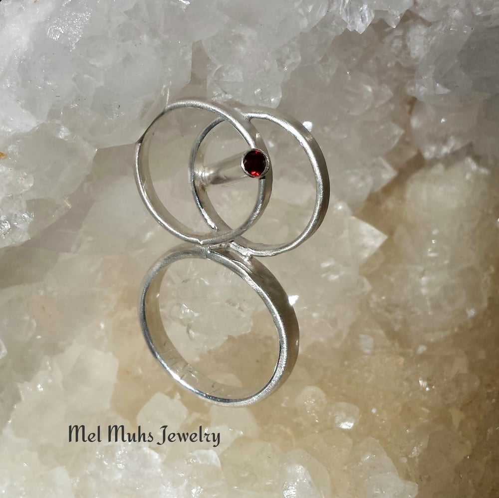 Image of Sacred Love Sterling Silver Ring with Garnets