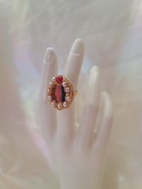Image 4 of Gold Deco Cream rings with Pearls and Gems 