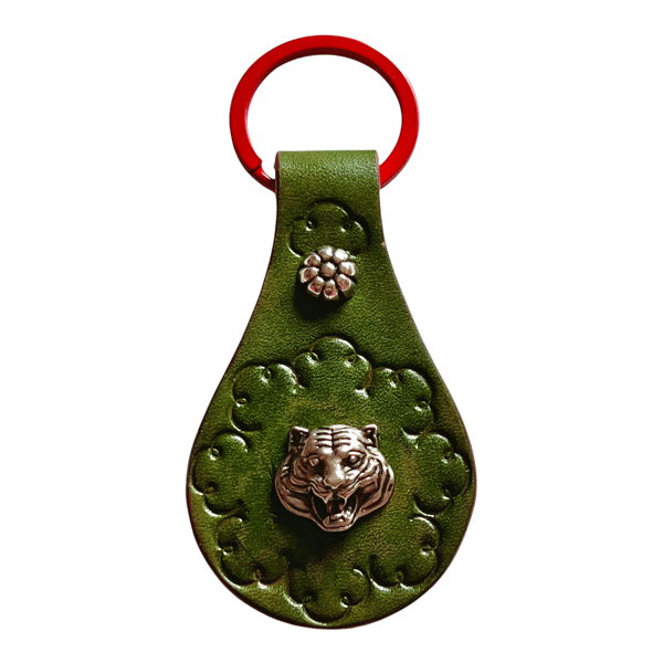 Image of Year of Tiger Leather Keychain Spring Green