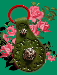 Image 5 of Year of Tiger Leather Keychain Spring Green