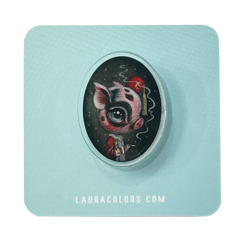 Image of Smoking Piggy (Acrylic Pin)