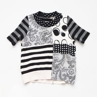 Image 1 of black and white gray dots stripe short sleeve 5/6 courtneycourtney shirt top sweater