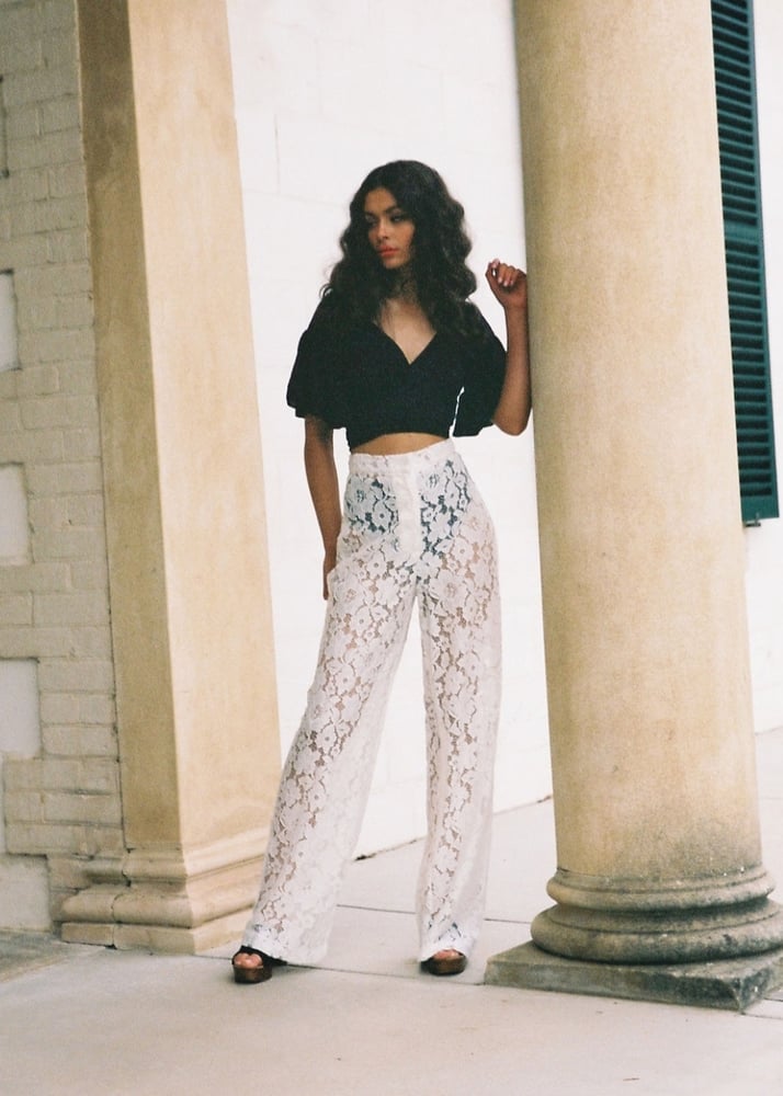 Image of Bonita Lace Pant. Off White. The Lost tribe.