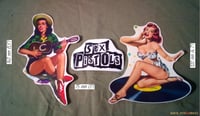 Image 2 of Steve Jones guitar stickers retro girls + logo Sex Pistols FREE GIFT! 