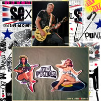 Image 1 of Steve Jones guitar stickers retro girls + logo Sex Pistols FREE GIFT! 