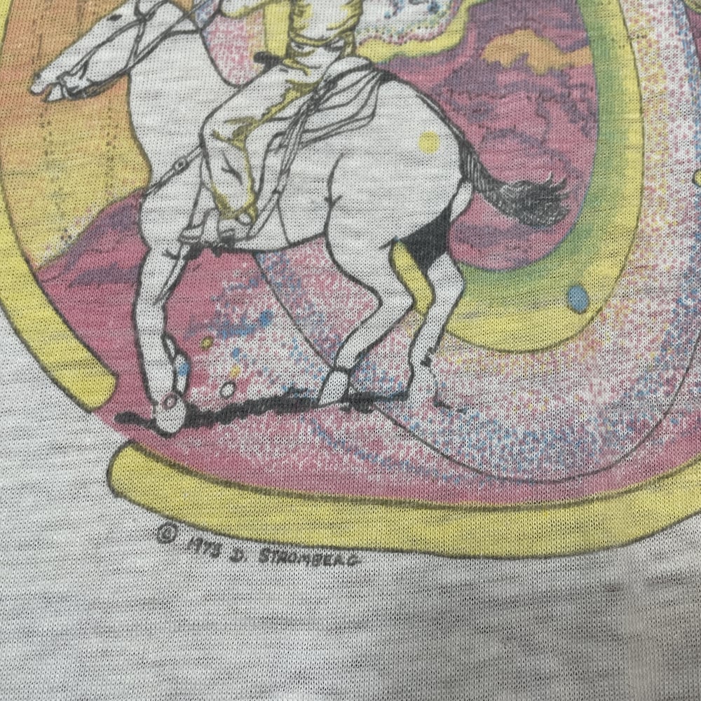 Tee: 1973 Boulder, Colorado Psychedelic Cowboy design by D. Stromberg T-shirt 