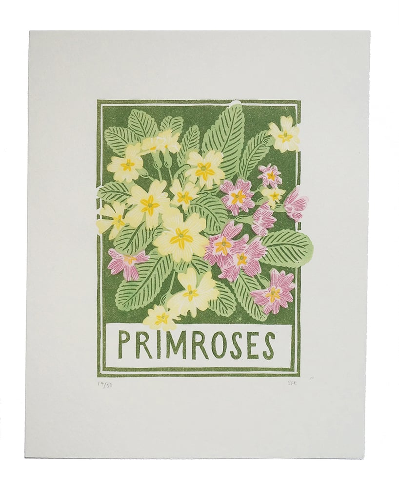 Image of Primroses - Linocut 