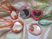 Image 1 of Pink Cream and Cherry Frame Mirror Necklaces