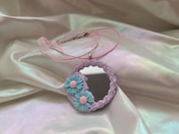 Image 3 of Pink Cream and Cherry Frame Mirror Necklaces