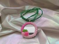 Image 5 of Pink Cream and Cherry Frame Mirror Necklaces