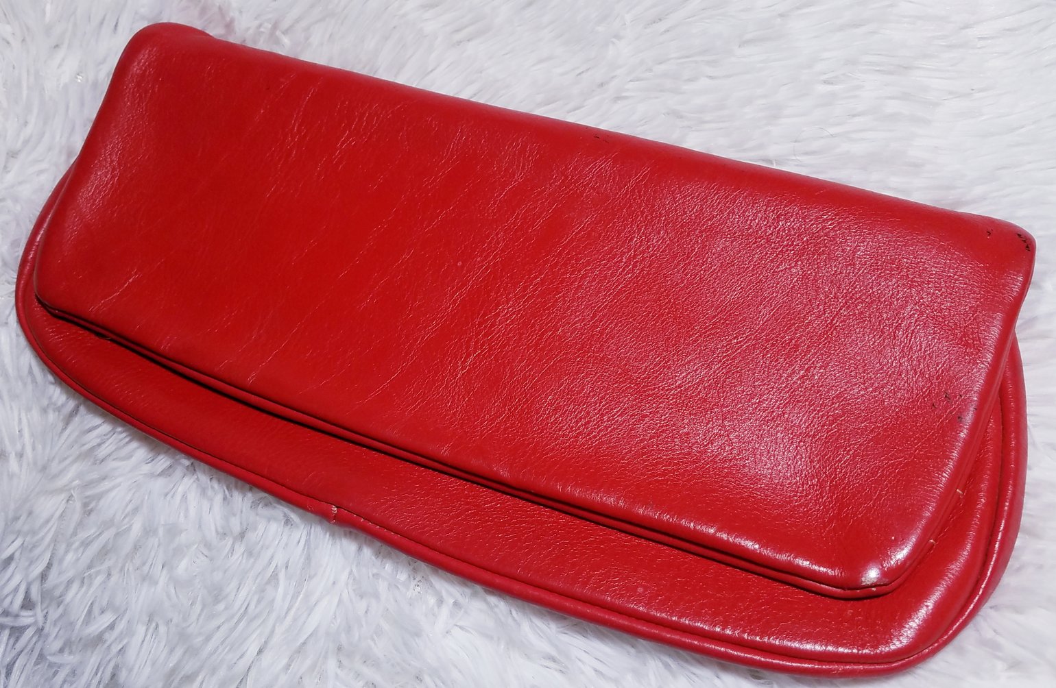 Image of Vintage Red Leather Clutch Bag