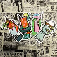 Image 1 of MONSTER DRINKIN' BUDDIES Pack of Four 4" Tall Vinyl Stickers