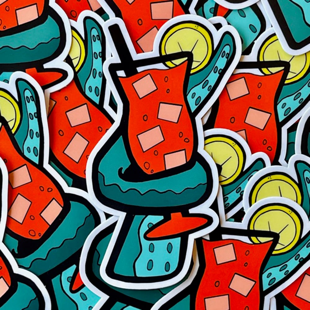 MONSTER DRINKIN' BUDDIES Pack of Four 4" Tall Vinyl Stickers