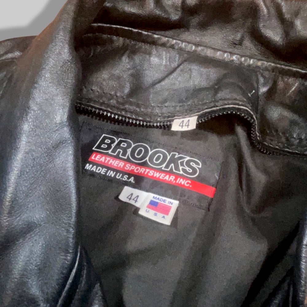 Jacket: Brooks (USA) Leather Motorcycle Jacket Size:44