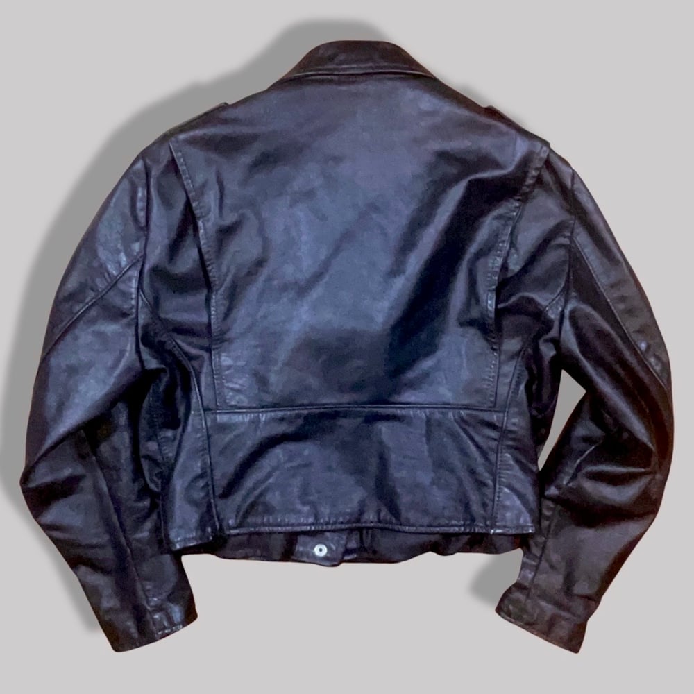 Jacket: Brooks (USA) Leather Motorcycle Jacket Size:44
