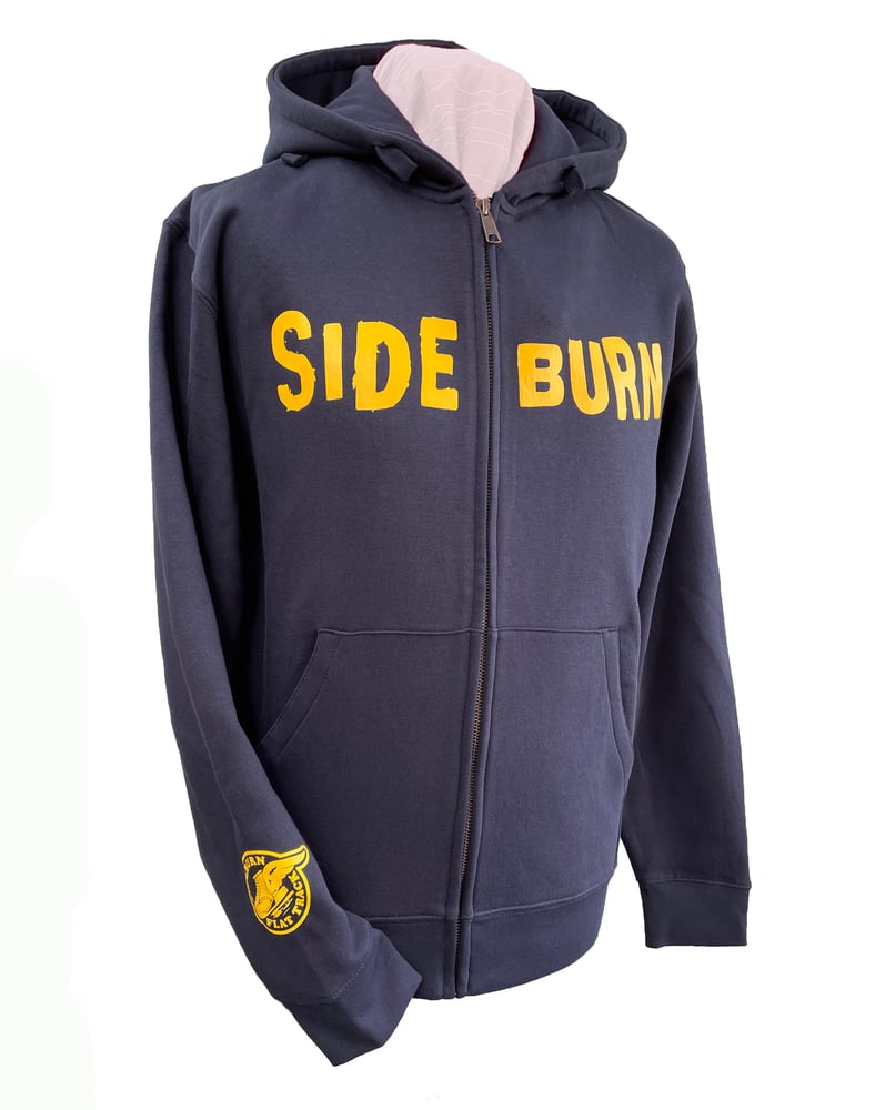 Image of Sideburn Logo Zip Hooded Sweat - NAVY