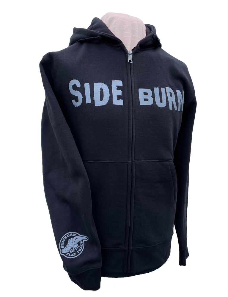 Image of Sideburn Logo Zip Hooded Sweat - BLACK