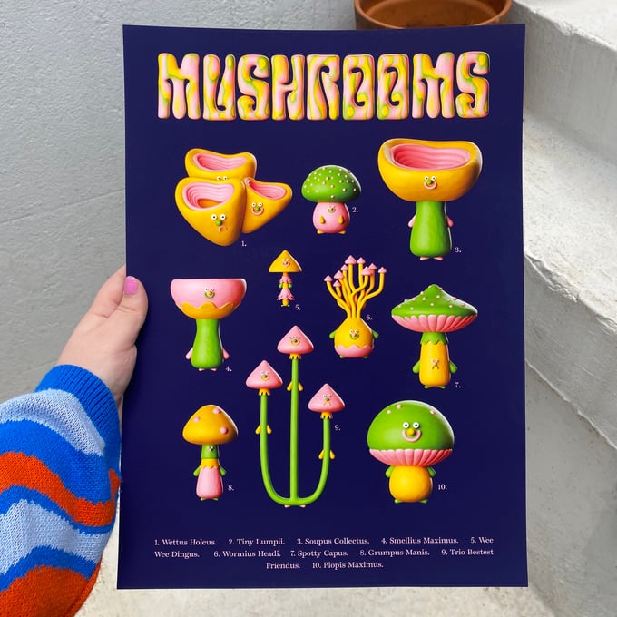 Image of A3 giclée Botanical mushroom print