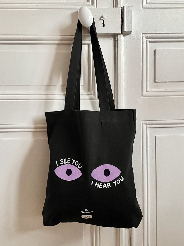 Image of THE SIMONES X TIFFANY COOPER - Tote bag noir "I SEE YOU"
