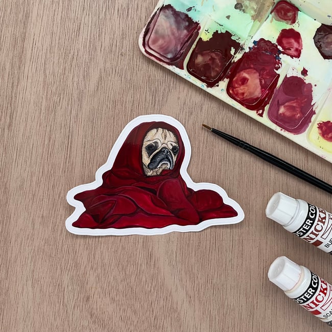 4 Inch Pug in a Blanket Sticker