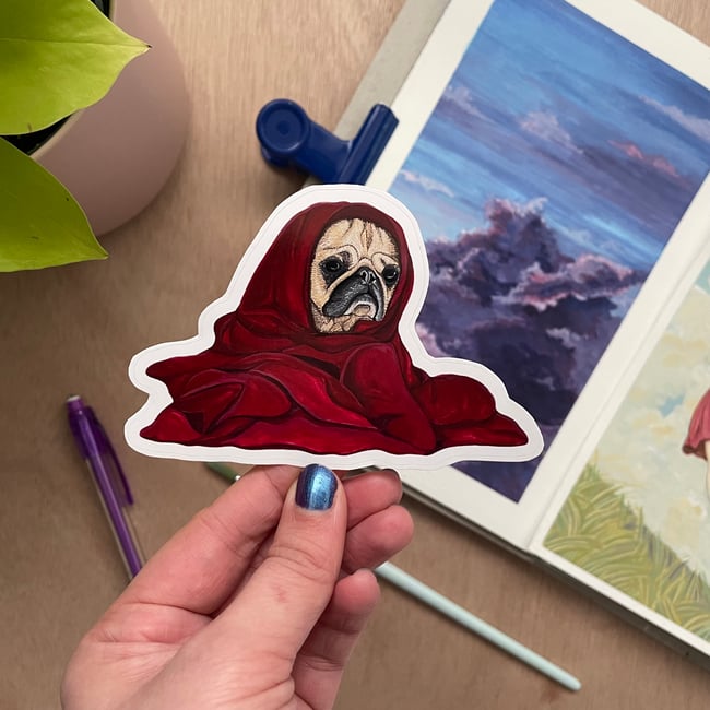 4 Inch Pug in a Blanket Sticker