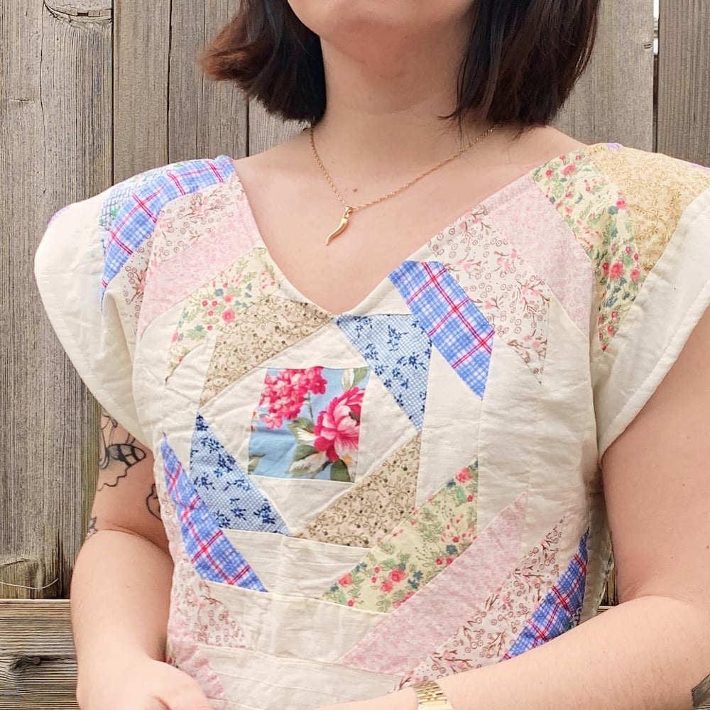 Image of Quilted Crop Top — Cream, Plaid & Pastel
