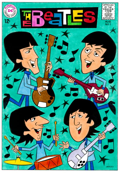 Image of THE BEATLES - 11x17 IMAGINARY COMIC BOOK COVER PRINT